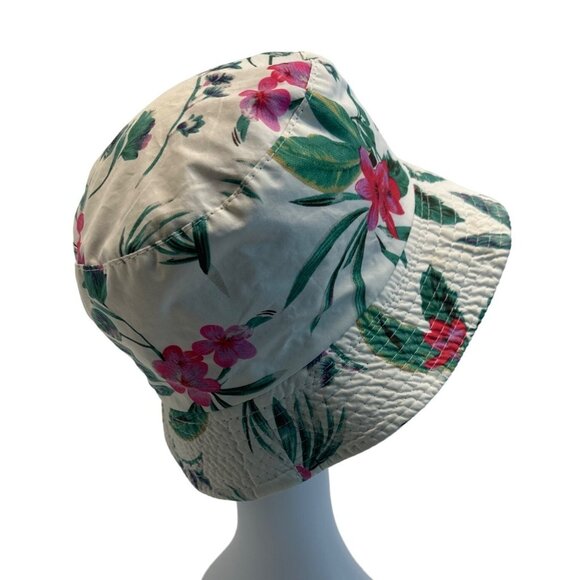 Floral Reversible Bucket Hat With Tropical Print - Picture 4 of 9